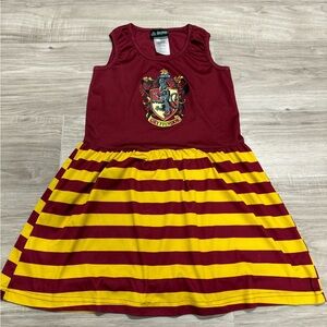 Harry Potter Maroon & Gold Kids Striped Dress Girls Size 7/8